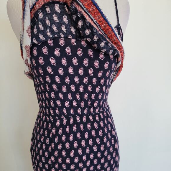 American Eagle Outfitters Maxi Dress Navy Spaghetti Straps Ruffle Women XS - Picture 5 of 12